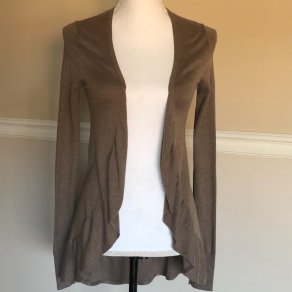 Express Cardigan Sweater with Ruffle Trim